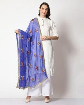 embroidered dupatta with lace border