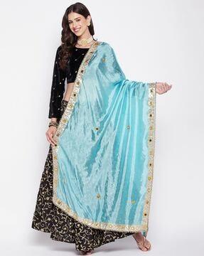 embroidered dupatta with lace border