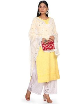 embroidered dupatta with mirror work