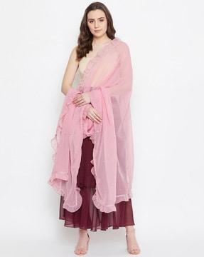 embroidered dupatta with ruffles