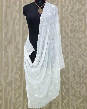 embroidered dupatta with scalloped hem