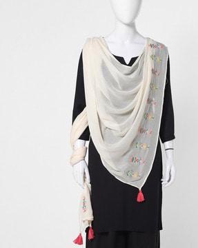 embroidered dupatta with tassels