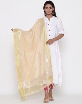 embroidered dupatta with tassels