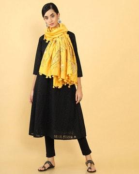 embroidered dupatta with tassels