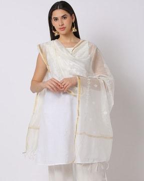 embroidered dupatta with tassels