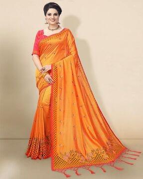 embroidered dupion traditional saree
