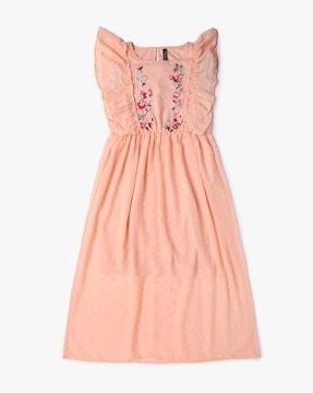 embroidered fit & flare dress