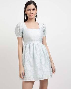 embroidered fit & flared dress