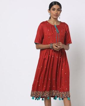 embroidered flared dress