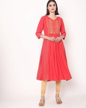 embroidered flared kurta