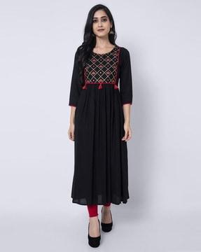 embroidered flared kurta