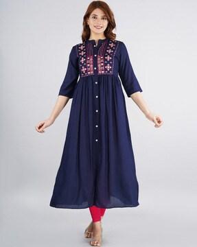 embroidered flared kurta