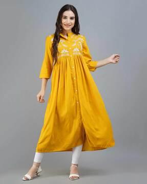 embroidered flared kurta