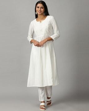 embroidered flared kurta