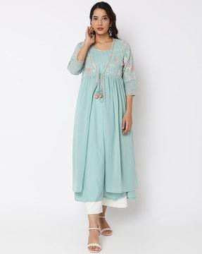 embroidered flared kurta