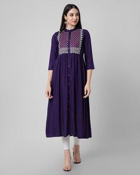 embroidered flared kurta