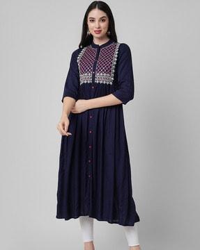 embroidered flared kurta