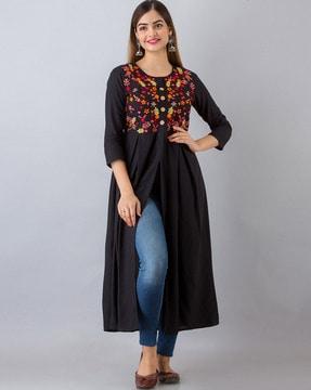 embroidered flared kurta