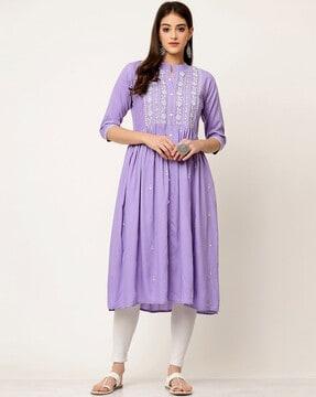 embroidered flared kurta