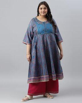 embroidered flared kurta