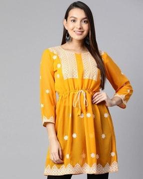 embroidered flared kurti