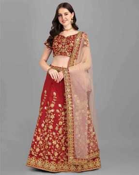 embroidered flared lehenga choli set with dupatta