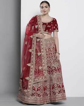 embroidered flared lehenga choli set with dupatta