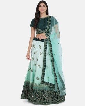 embroidered flared lehenga choli set with dupatta