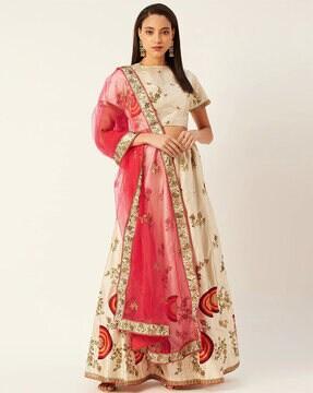 embroidered flared lehenga choli set with dupatta