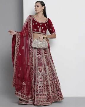 embroidered flared lehenga choli set with dupatta