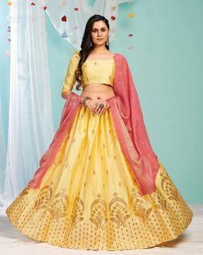 embroidered flared lehenga choli set with dupatta