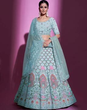 embroidered flared lehenga choli set with dupatta