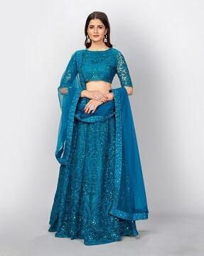 embroidered flared lehenga choli set with dupatta