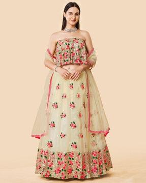 embroidered flared lehenga choli set with dupatta