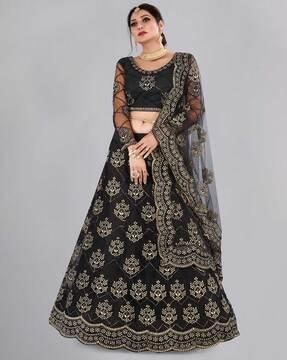 embroidered flared lehenga choli set with dupatta