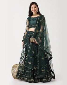 embroidered flared lehenga choli set with dupatta