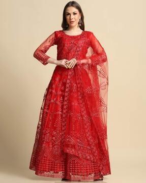 embroidered flared lehenga choli set with dupatta