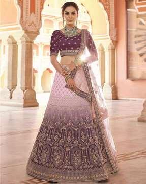 embroidered flared lehenga choli set with dupatta