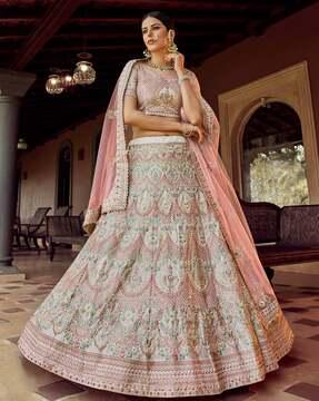 embroidered flared lehenga choli set with dupatta