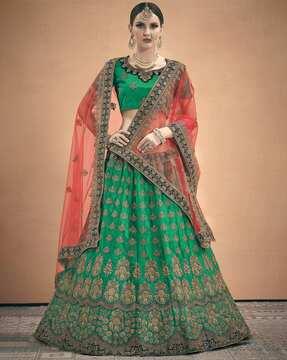 embroidered flared lehenga choli set with dupatta