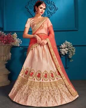 embroidered flared lehenga choli set with dupatta