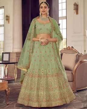 embroidered flared lehenga choli set with dupatta