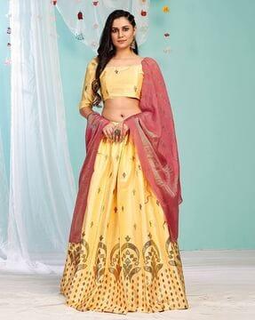 embroidered flared lehenga choli set