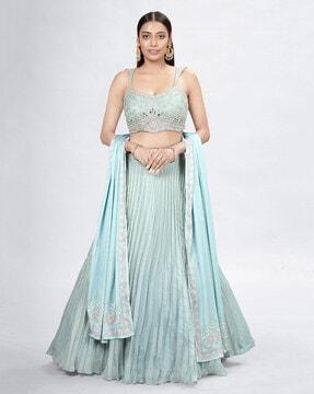 embroidered flared lehenga choli set