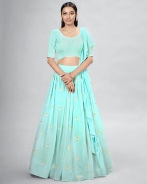 embroidered flared lehenga choli set