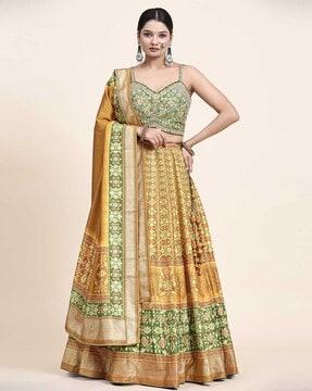 embroidered flared lehenga choli set