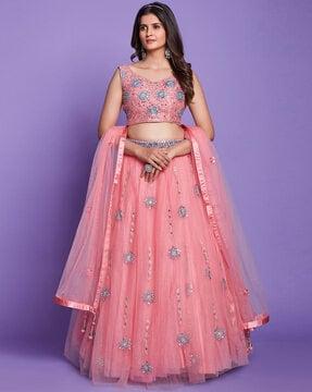 embroidered flared lehenga choli set