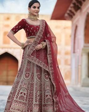 embroidered flared lehenga choli set