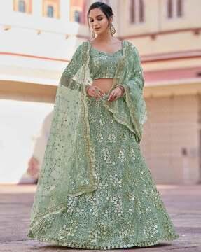 embroidered flared lehenga choli set