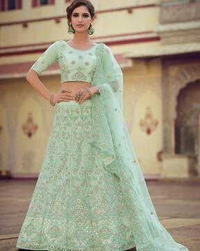 embroidered flared lehenga choli set